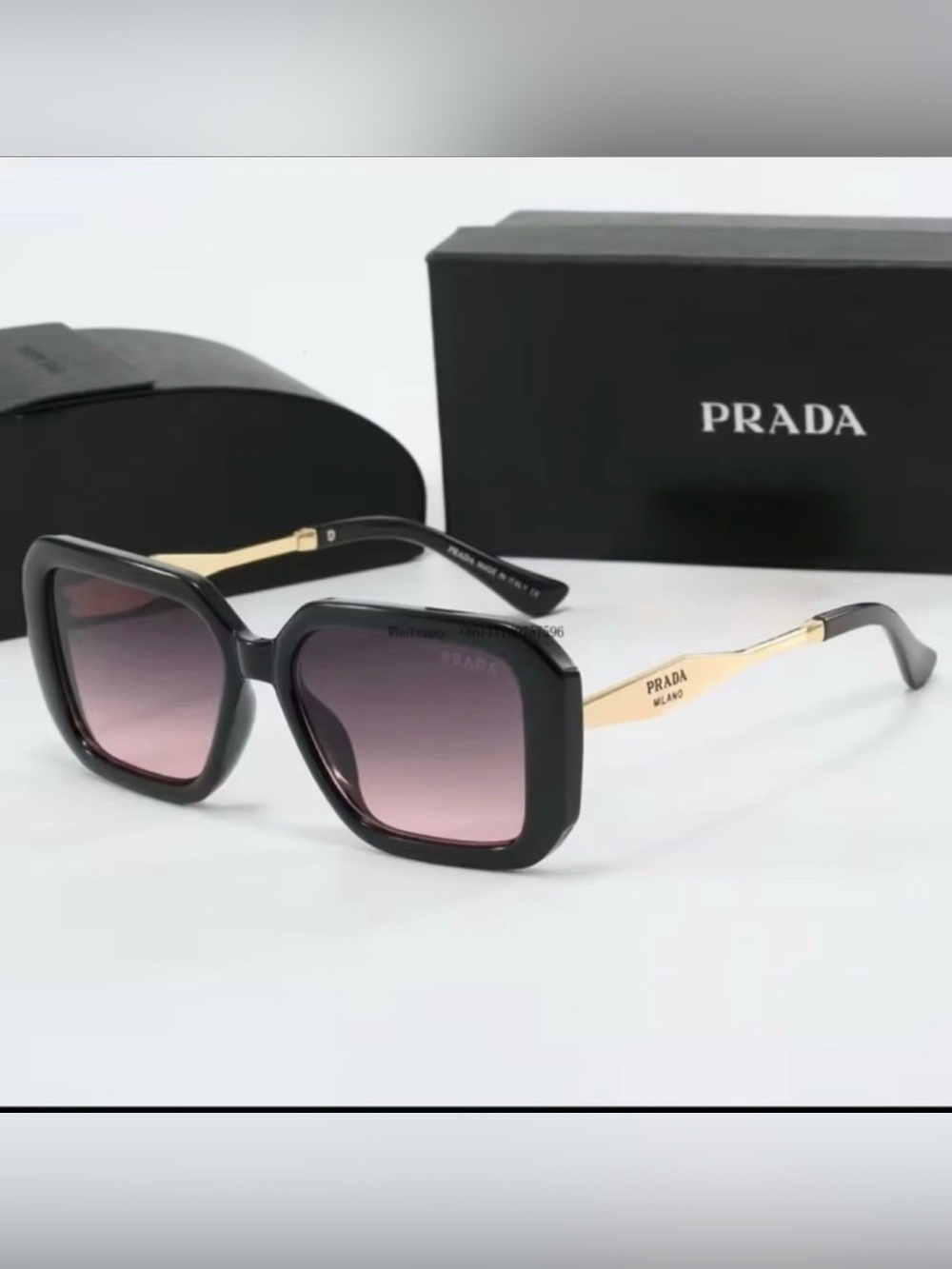 Oversized Black Square Sunglasses | Brown Gradient Lens
